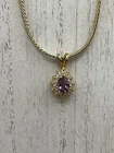 Vintage Purple Faux Gem  Gold Tone Costume Jewelry Necklace