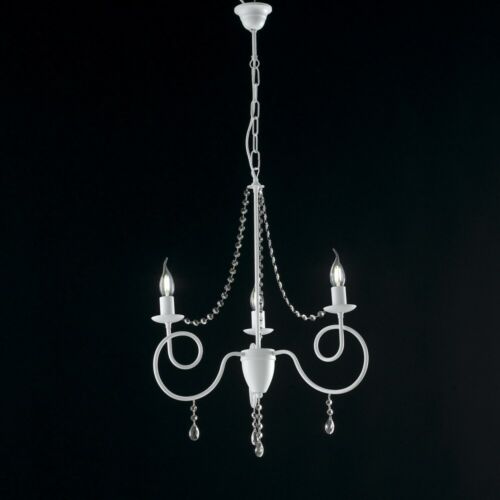 Suspension Lights Wrought Iron and Crystal Classic White - Shabby-