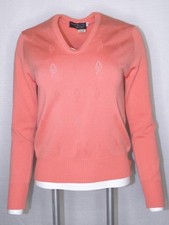VTG Designer Givenchy Sport Sweater V Neck Womens 34 S Melon Leaf Knit Pattern