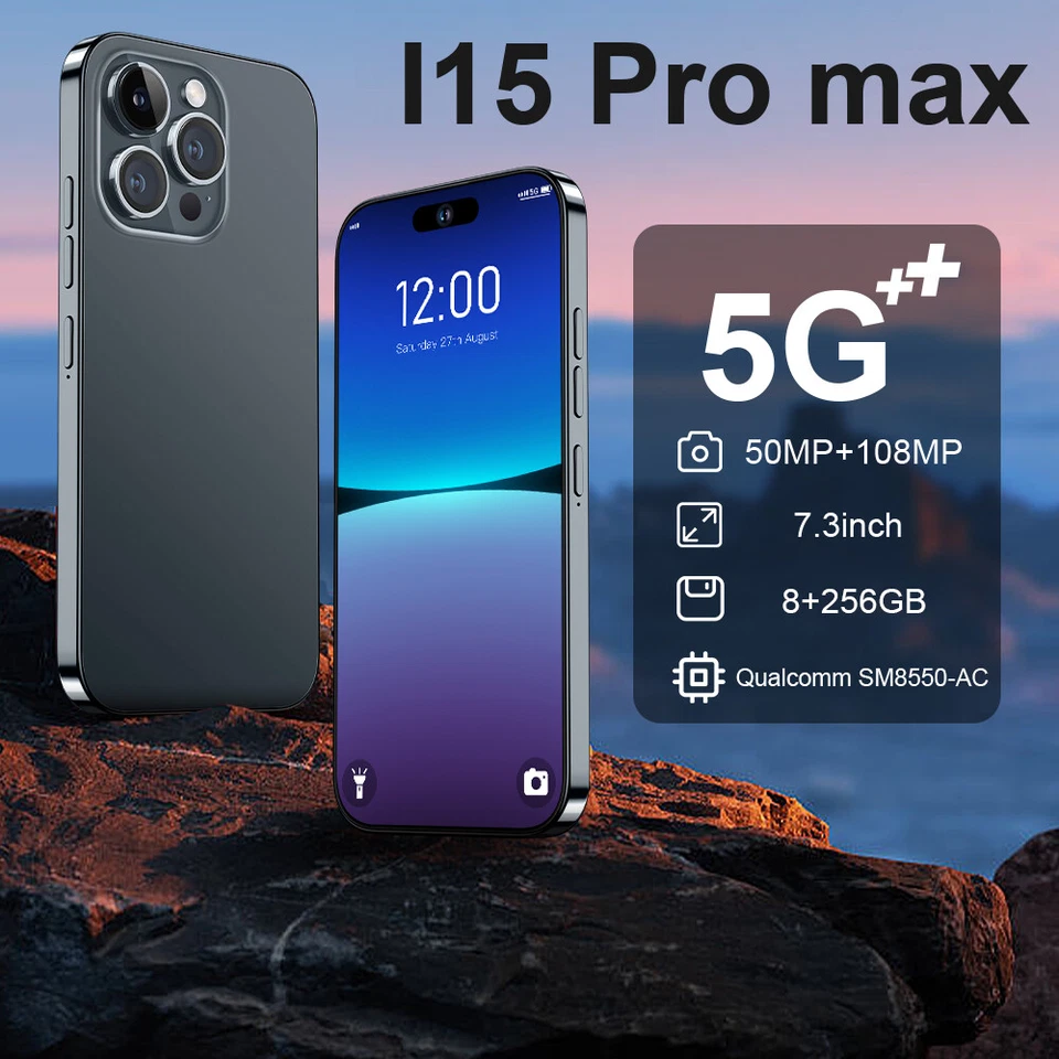 I15 Pro MAX Unlock Dual SIM Smartphone Android  Large Screen 6.8“ 8GB+256GB - Image 2 of 4