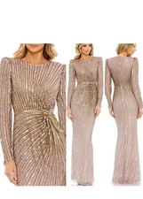 Mac Duggal 5641 Embellished Puff Sleeve Side Knot Gown Mocha Sz 10, Slate Gray14