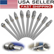 Tungsten Carbide Rotary Burr Bit Set 1/8" Cutting Carving Burrs Dremel Tool Kit
