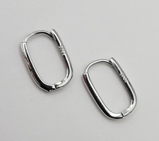 925 Sterling Silver Minimalist Style Rectangular Hoop Earrings