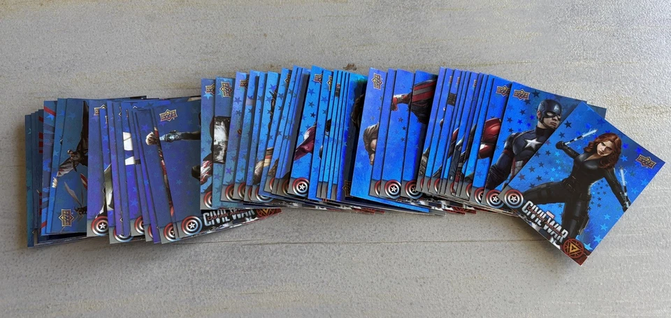 2016 Marvel Upper Deck Civil War Walmart Minorista 50 Cartas Juego de Lámina Azul Vengadores Foto 2 de 3