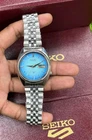 Vintage Seiko Automatic 7009 Blue Textured Dial Day/Date Men's Wristwatch