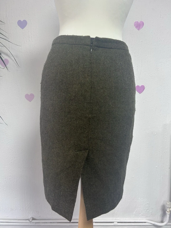 Joules Tweed Green Pencil Skirt Size 10 Country Style - Image 2 of 4