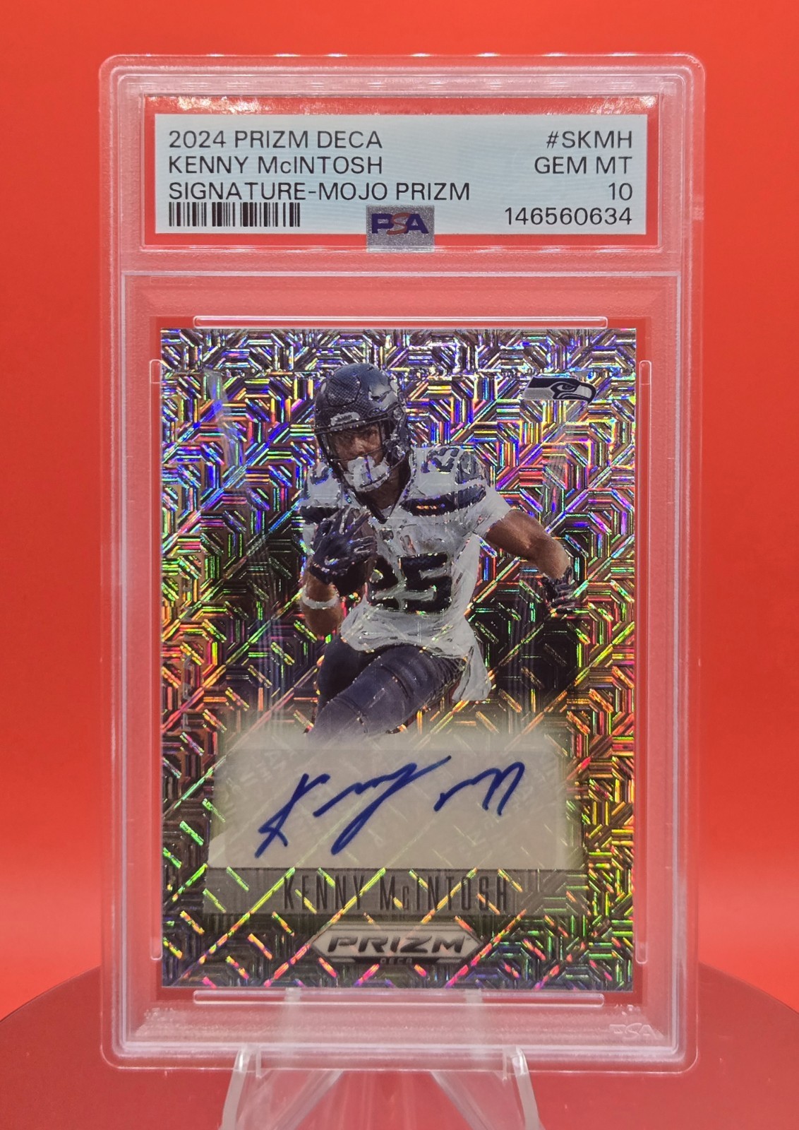 KENNY McINTOSH 2024 Panini Prizm Deca Mojo /25 Seattle Seahawks #S-KMH PSA 10 