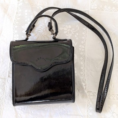 Esprit Black Patent Leather Mini Bag | Y2K