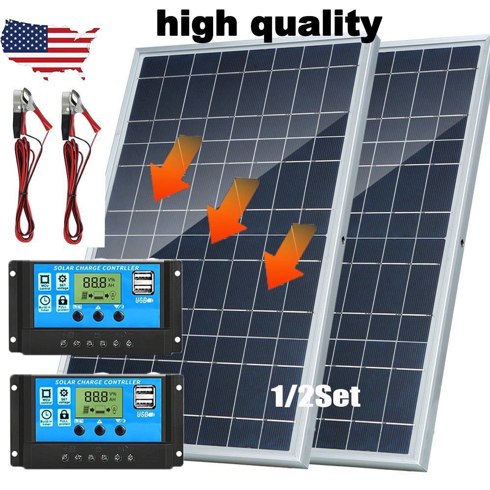 30W Solar Panel Trickle Charger 12V Solar Battery 100A W/ Co