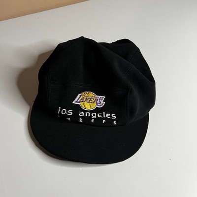 Yupoong Los Angeles Lakers 5 Panel Camper Hat Black Sample Tag NBA Strapback Cap