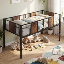 Loft Bed Single Size with Heavy-Duty Metal Frame Low
