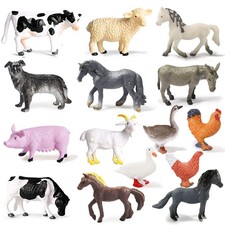 15 Pcs Mini Figures Toys Realistic Farm Animal Figurines, Plastic Learning Ed...