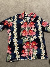 Vintage Two Palms Hawaiian Floral Rayon Aloha Button-Up Shirt Men  s Large Rare