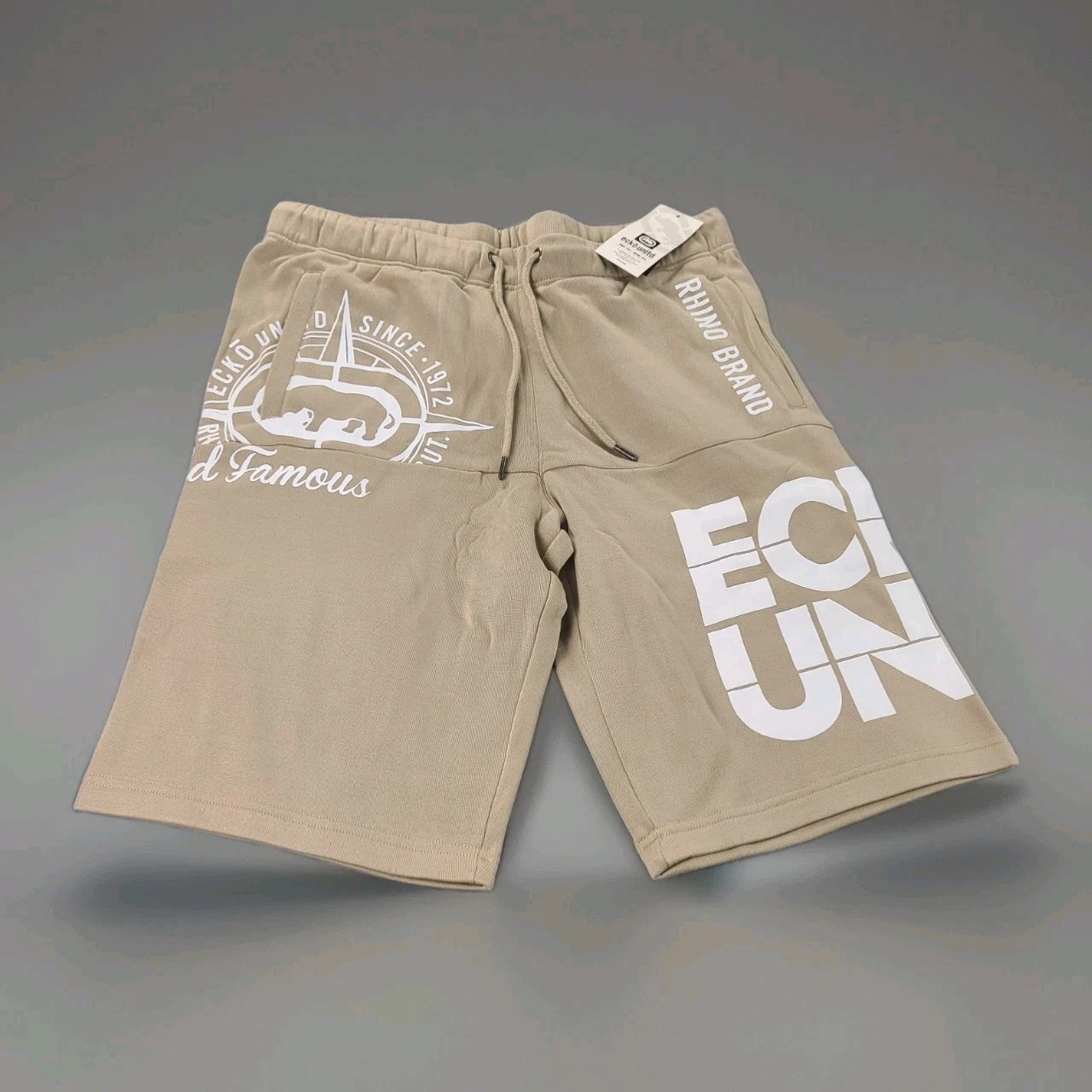 Ecko Unltd. Men's Tackled Fleece Regular Fit Shorts Color Taupe Size 2XL NWT