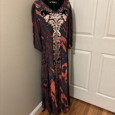 Soft Surroundings Epiphany Maxi Dress Velvet Detail Lined V Neck NEW Sz 14