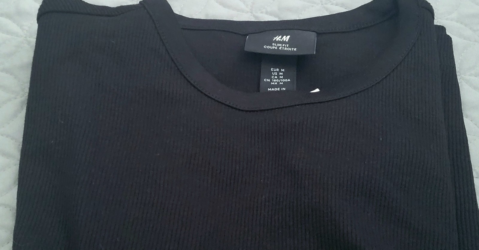 H&M Slim Fit Ribbed T-shirt NWT, short sleeve  ✼ size M - BLACK crewneck top thumbnail 2