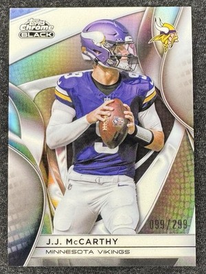 2025 Topps Chrome Black J.J. McCarthy #67 Refractor /299 Minnesota Vikings SP  