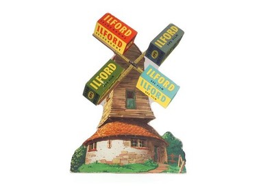 Ilford Advertising Display Windmill c.49x35cm Printed Cardb.