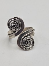 Vintage Taxco Mexico Sterling Silver Modernist Swirl Bypass Ring Adjustable