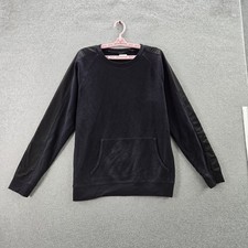BOSS Hugo Men Sweatshirt L Black Button Long Sleeve Logo Pullover