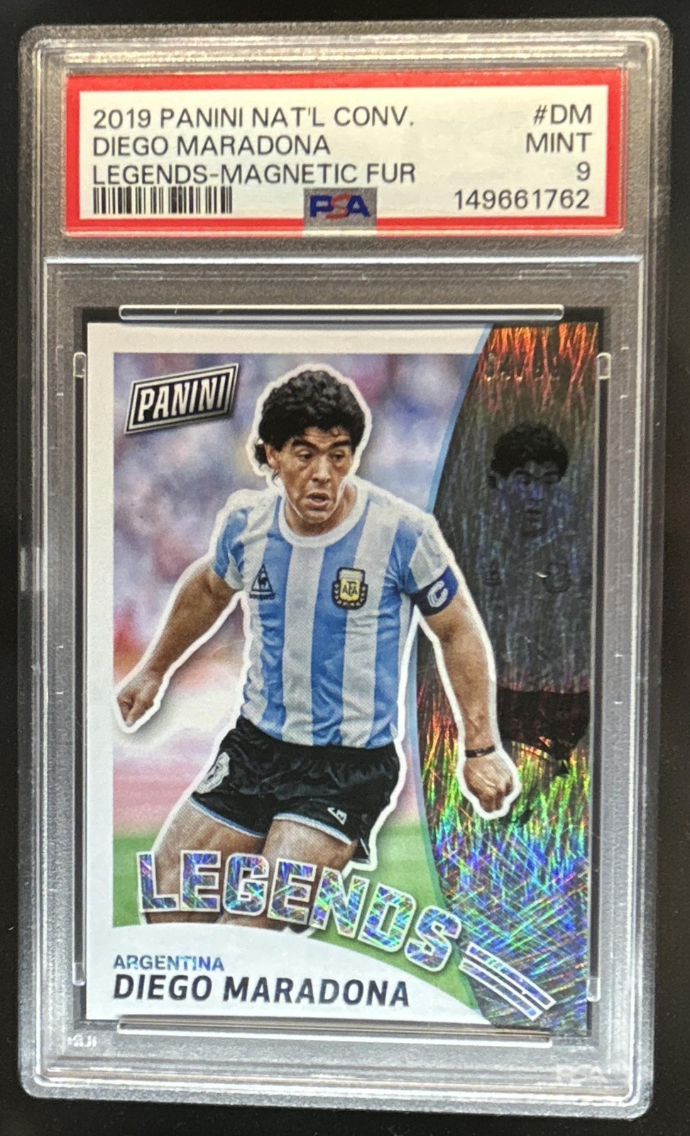 2019 Panini The National Diego Maradona Legends Magnetic Fur #/99 PSA 9