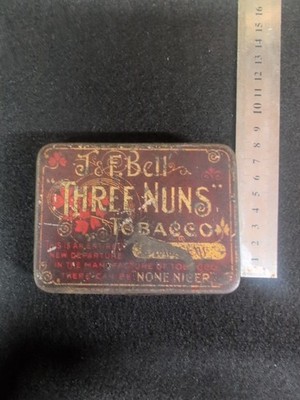 Vintage J & F Bell 'Three Nuns' Glasgow Tabak Metalldose - Klappdeckel