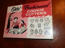 Vintage Old Fashioned Metal Cookie Cutters Set of 10 In Original Box 1950  s