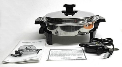KITCHEN CRAFT Americraft Liquid Core Electric Skillet 11.5'' w/ Lid & Manual NEW