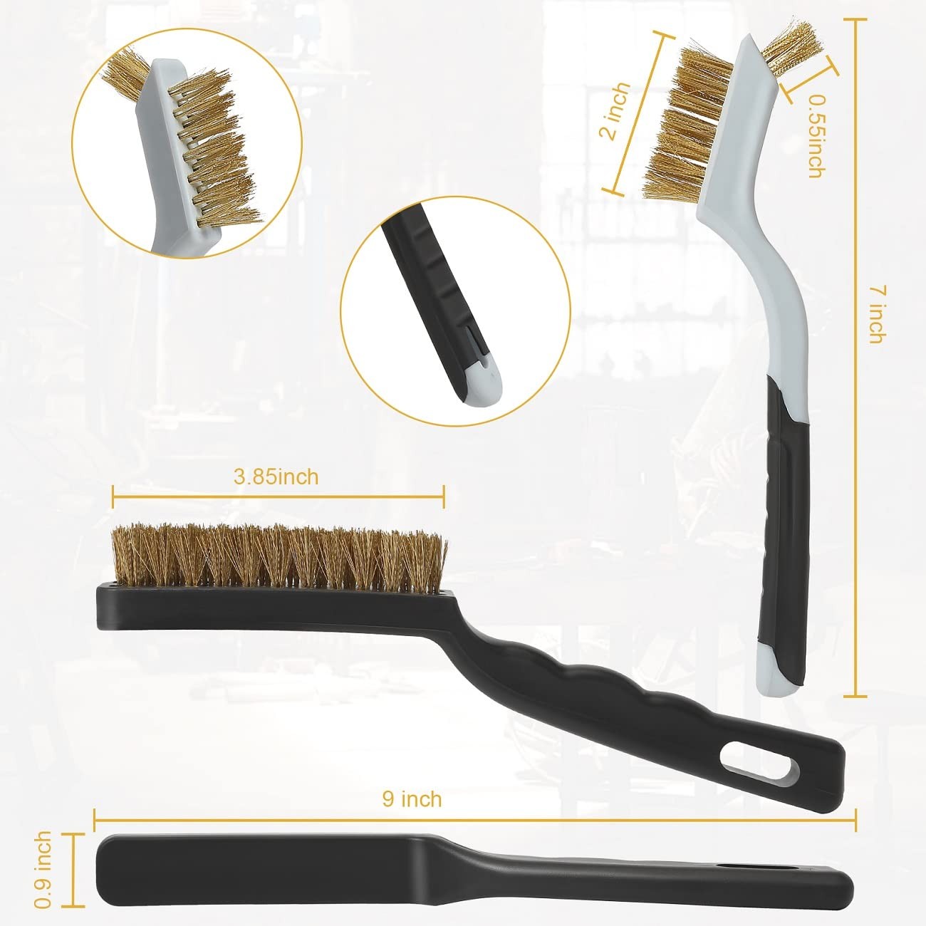 Wire Brushes Cleaning Set 6Pc, 9" and 7", for Welding... 