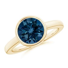 925 Silver Round London Blue Topaz Gemstone Solitaire Elegant Ring Jewelry