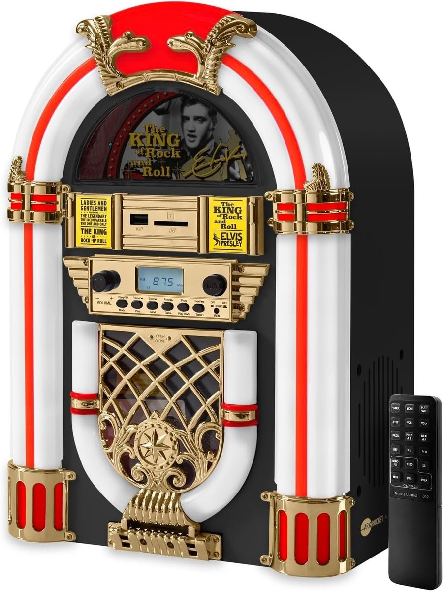 ミュージック ENGLISH JUKE BOX Arkrocket X Mini Jukebox/Tabletop CD Player/Bluetooth Speaker