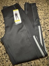 NWT Women's Adidas High Rise Tights Black Gray Stripes 7/8 Length S/P SMALL
