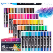12-120 Colors Dual Brush Felt Tip Art Markers Pen Set for Calligraphy