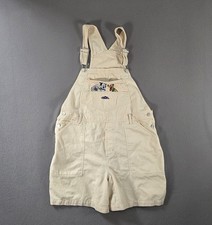 Vintage Disney Overalls Womens Large Beige Mickey Unlimited Bibs Shorts Pluto