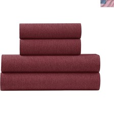 Soft Jersey Knit Bed Sheet Set, Cotton-Rich, All-Season Comfort, Hotel Quality