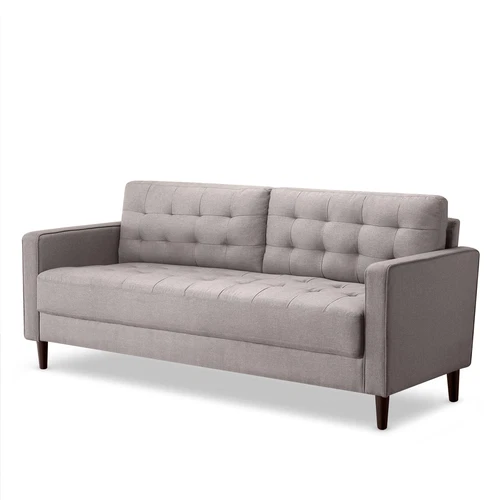 Zinus Mid-Century Retro 3 Seater Sofa Lounge Futon Couch Suite Fabric Grey 194cm - Picture 3 of 8