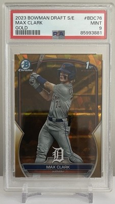 2023 Bowman Draft S/E Max Clark Gold /50 PSA 9 Detroit Tigers 1st Bowman