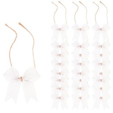 24 Pcs 3 Inch Mini Cream Burlap Ivory Ribbon Bow Smal Bows for Crafts Sewing ...