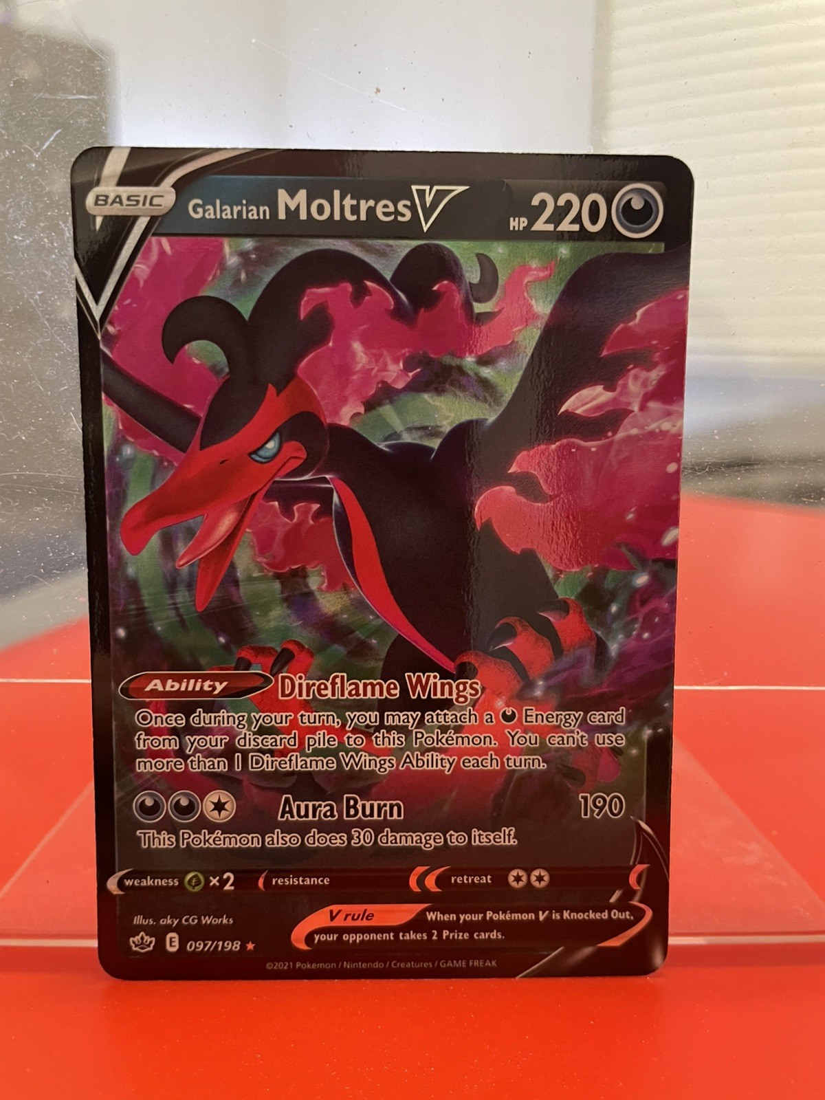 Pokemon Card Galarian Moltres V Ultra Rare SWSH06: Chilling Reign 097/198 NM/M