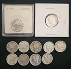 Lot Of 11, 90% Silver Mercury Dimes, Various Dates And Conditions