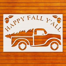 Stencil Happy Fall Truck - Mylar, Wall Art, DIY Crafts - StencilAir