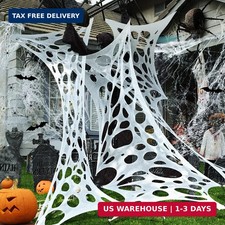 680 Sqft Cuttable Stretchy Spider Web Halloween Decoration, White Giant Outdoor
