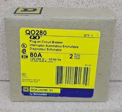 Square D QO280 Circuit Breaker 80 Amp 2 Pole NEW