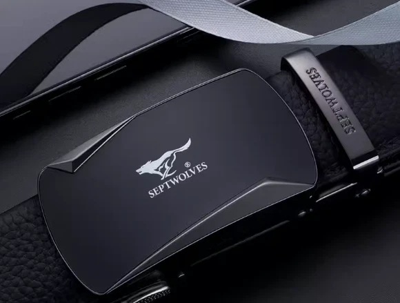 Septwolve Hombres Cinturón Cuero de Vaca Genuino Bloqueo Automático Hebilla Negro 73811A020-01 Foto 4 de 4