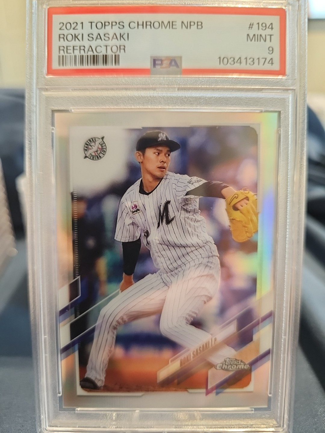 2021 Topps Chrome NPB #194 ROKI SASAKI Rookie RC REFRACTOR - PSA 9 LA Dodgers