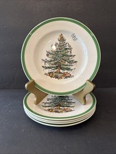 Spode Set Of 5 Christmas Tree Salad Plates 7.75 W Made in England