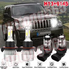 For Jeep Liberty 2008-2012 Led Headlight Hilo Fog Light 4 Bulbs Combo Kit A