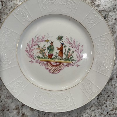 SP Dresden Porcelain Chinoiserie Hand Painted Dinner Plate 9 1/2 