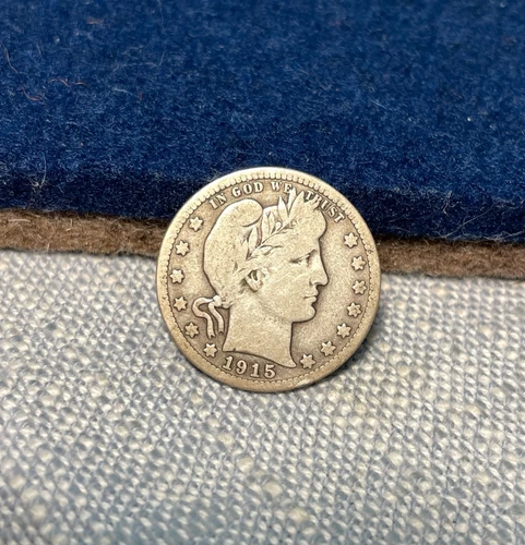 (#101978) Barber Quarter: 1915 D.  VG+