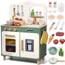 Kids Play Kitchen Toddler Kitchen Playset with Cutting Food Set  Lights Pret...